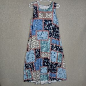 J. Jill Patchwork Floral Sleeveless Pullover Maxi Dress Womens Small Beach Boho